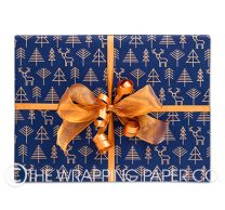 geo forest indigo copper christmas wrapping paper