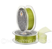 Avocado 25mm cut edge organza ribbon