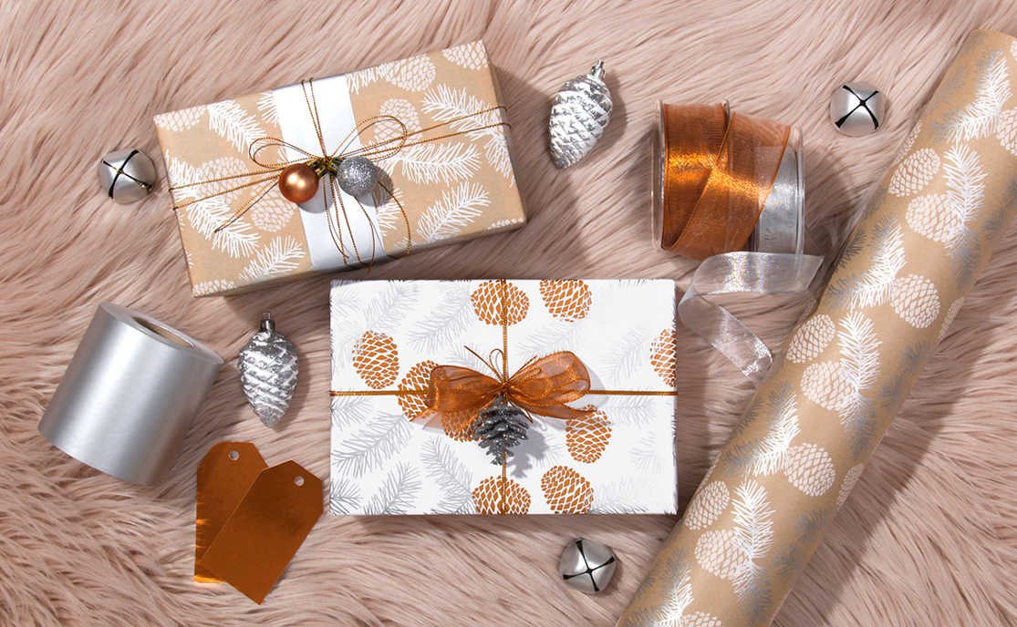 Wrapco Pine Cones gift wrap