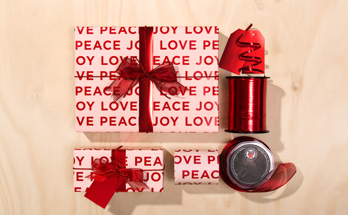 Wrapco Peace, Love, Joy gift wrap